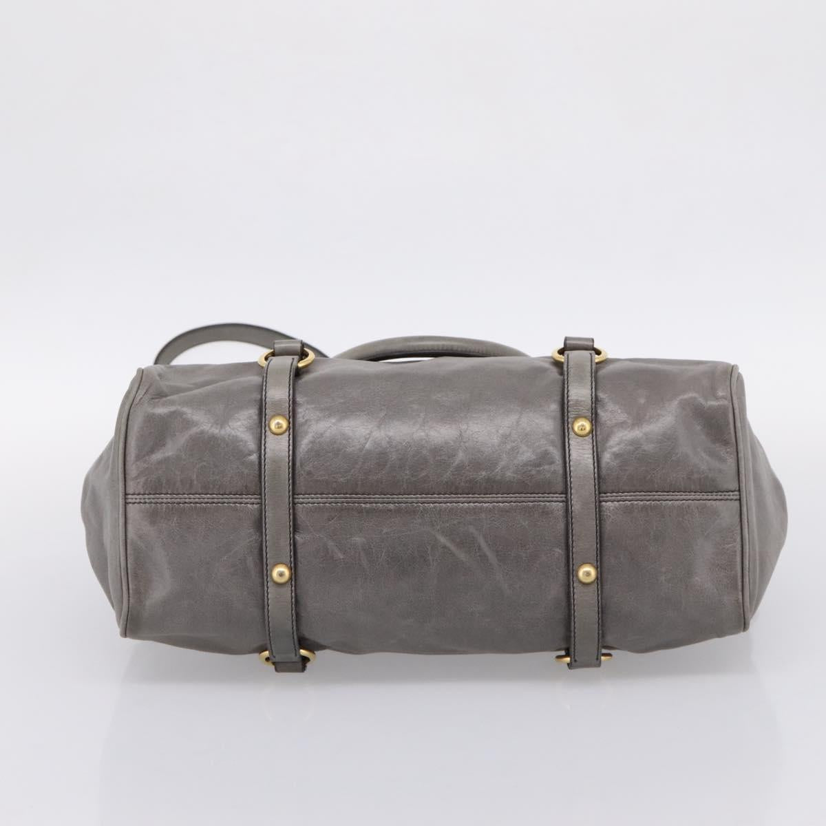 Miu Miu Hand Bag Leather 2way Gray Gold Auth yk20941M