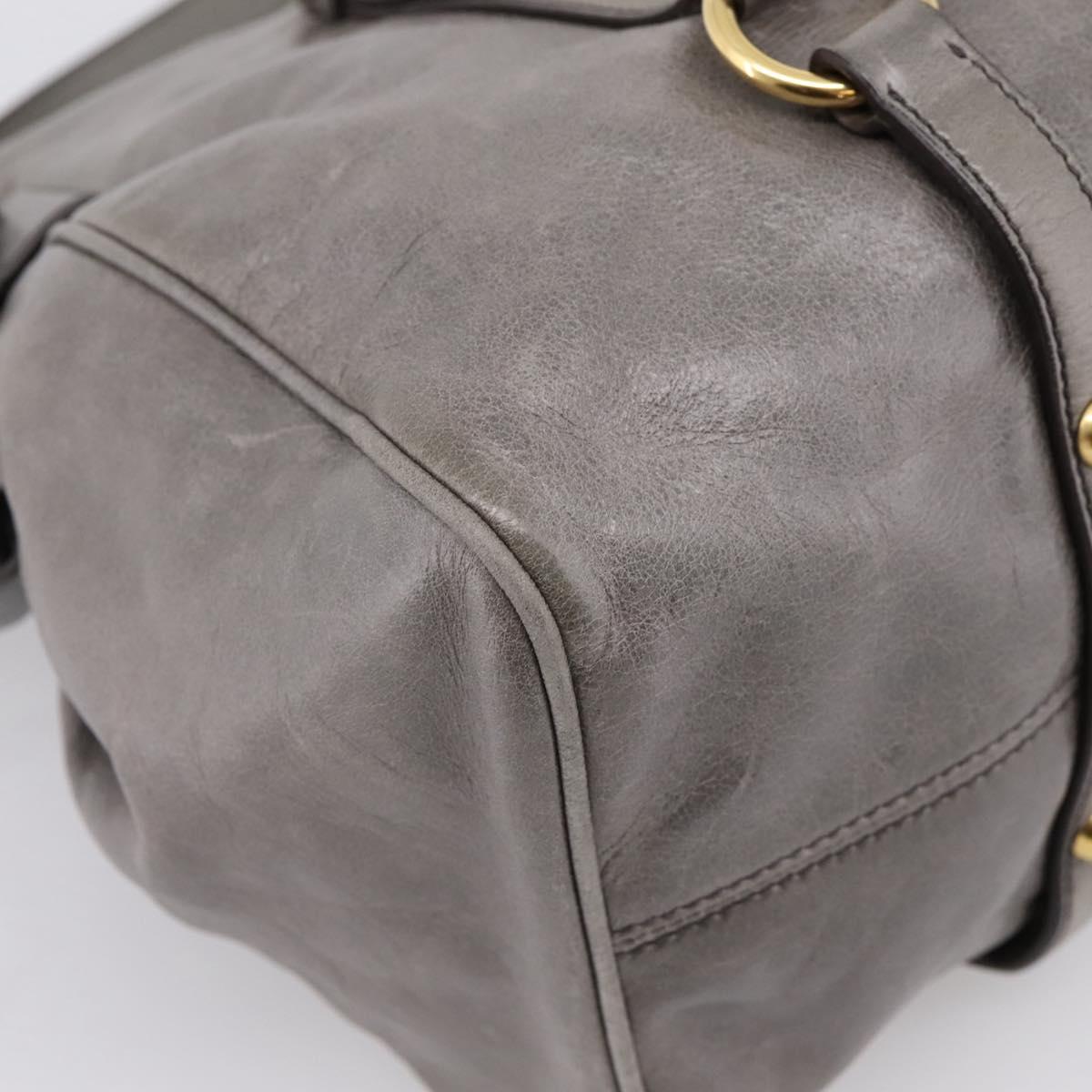 Miu Miu Hand Bag Leather 2way Gray Gold Auth yk20941M