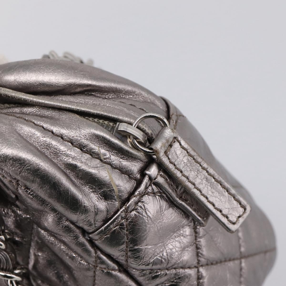 CHANEL Matelasse COCO Mark Chain Shoulder Bag Leather Silver CC Auth yk20943V