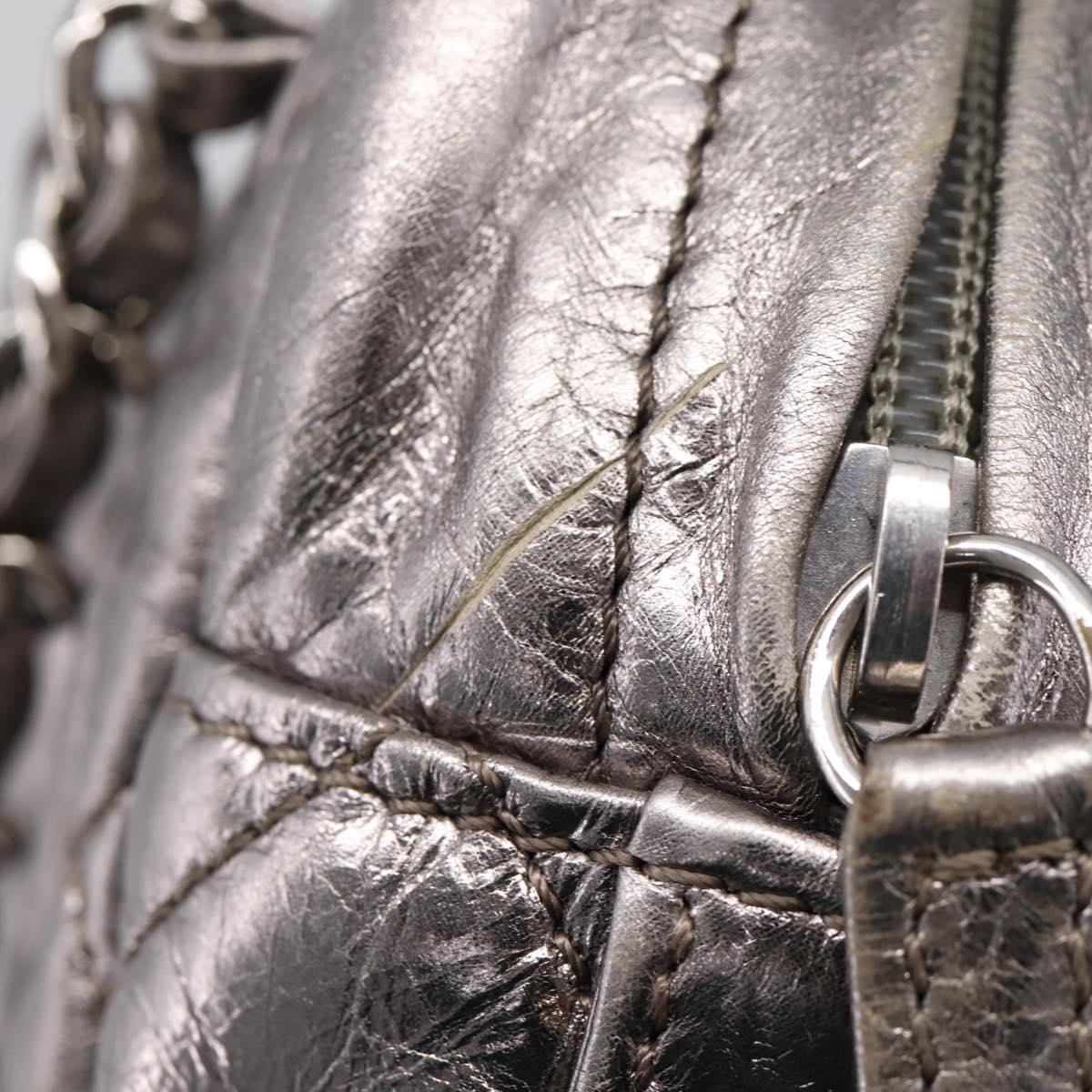 CHANEL Matelasse COCO Mark Chain Shoulder Bag Leather Silver CC Auth yk20943V