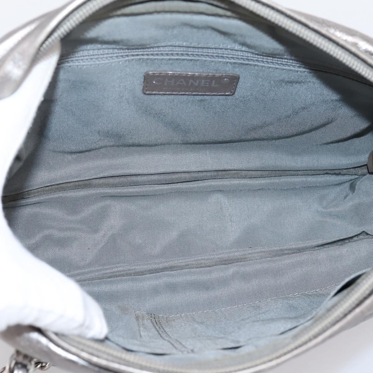 CHANEL Matelasse COCO Mark Chain Shoulder Bag Leather Silver CC Auth yk20943V