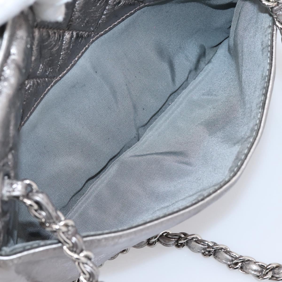 CHANEL Matelasse COCO Mark Chain Shoulder Bag Leather Silver CC Auth yk20943V