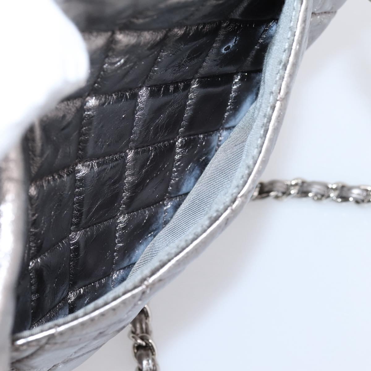 CHANEL Matelasse COCO Mark Chain Shoulder Bag Leather Silver CC Auth yk20943V