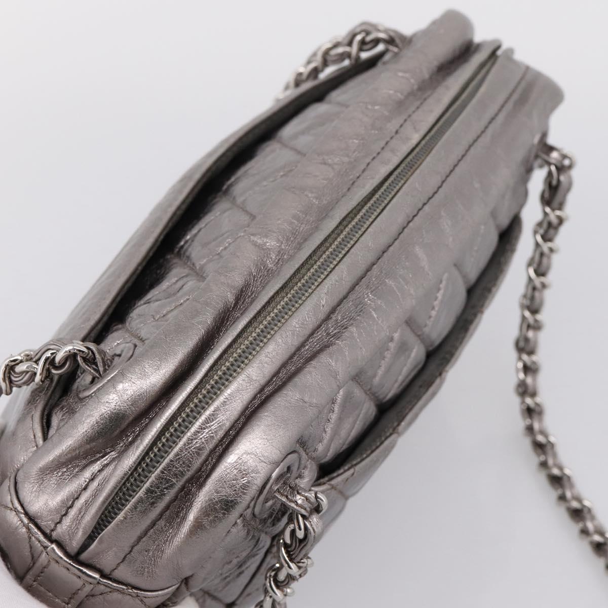 CHANEL Matelasse COCO Mark Chain Shoulder Bag Leather Silver CC Auth yk20943V