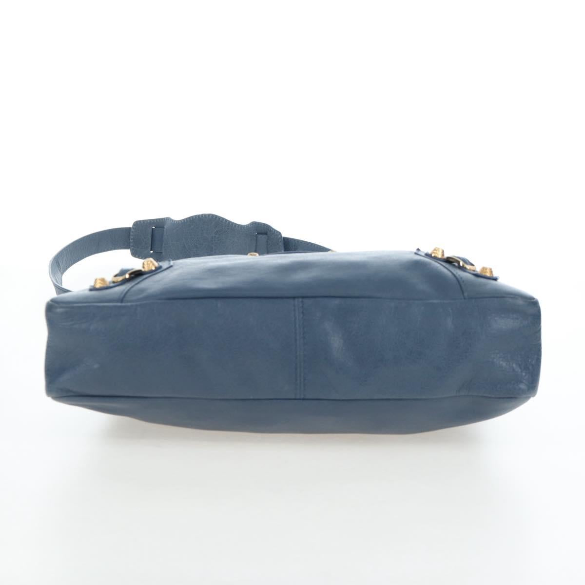 BALENCIAGA The Giant Town Hand Bag Leather 2way Blue Gold 285434 Auth yk20947M