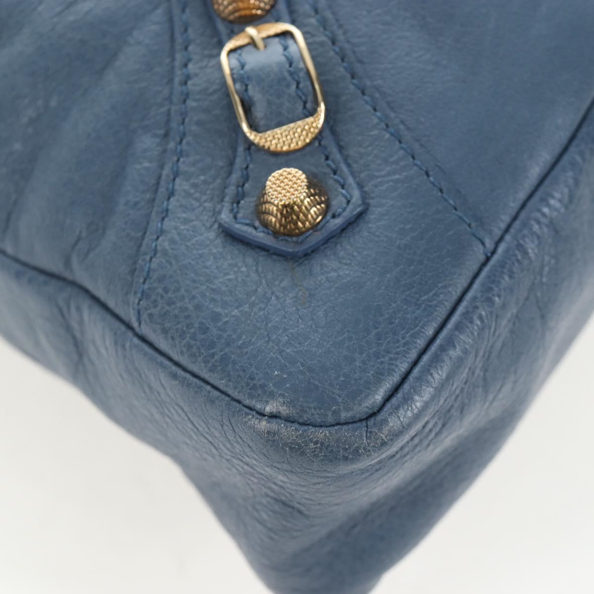 BALENCIAGA The Giant Town Hand Bag Leather 2way Blue Gold 285434 Auth yk20947M