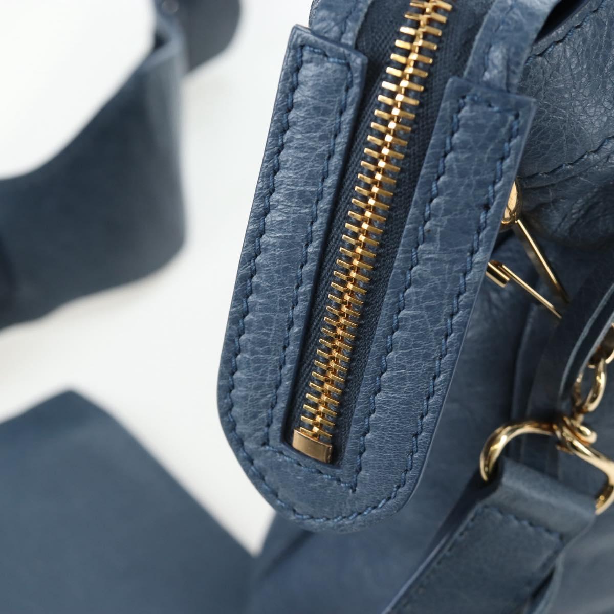 BALENCIAGA The Giant Town Hand Bag Leather 2way Blue Gold 285434 Auth yk20947M