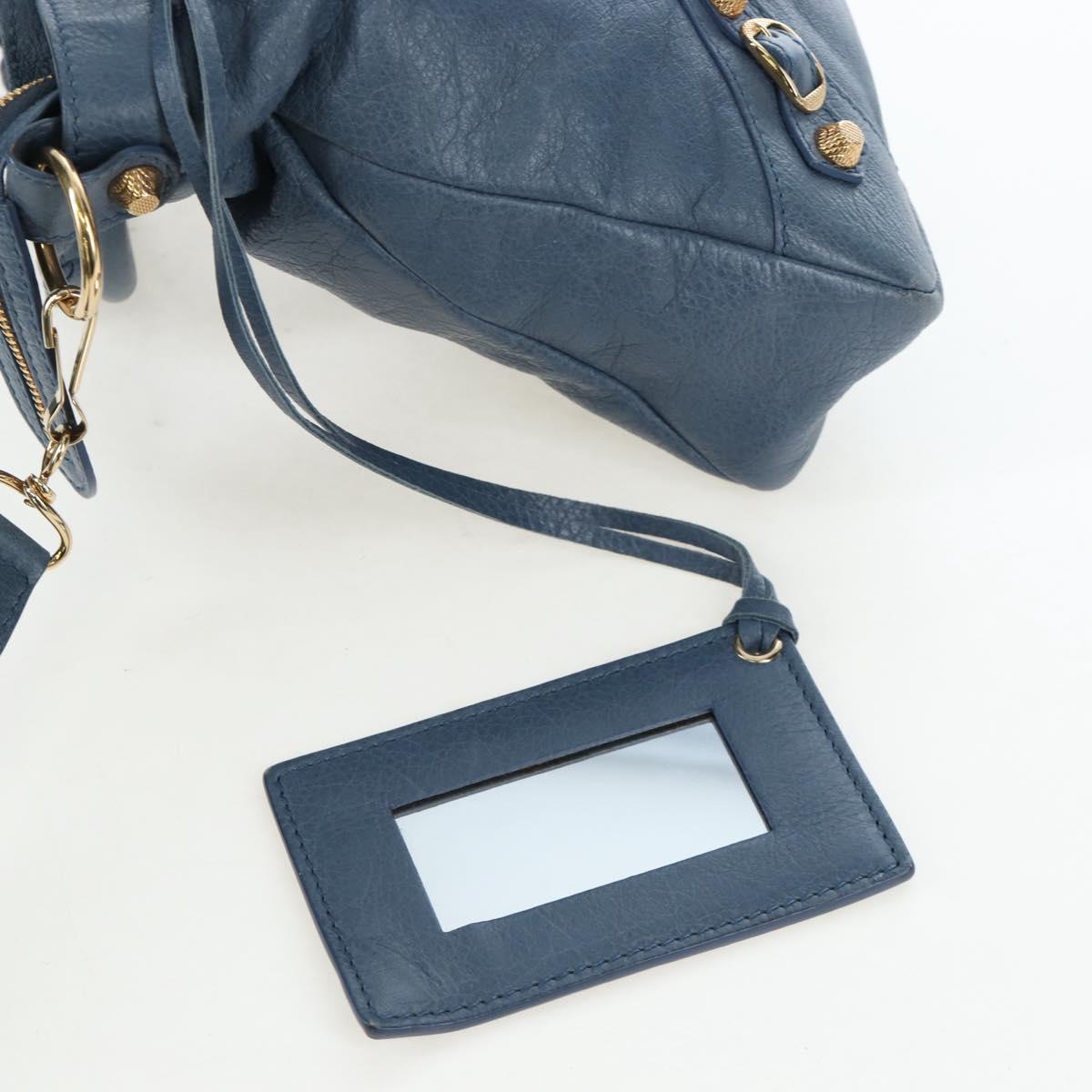 BALENCIAGA The Giant Town Hand Bag Leather 2way Blue Gold 285434 Auth yk20947M