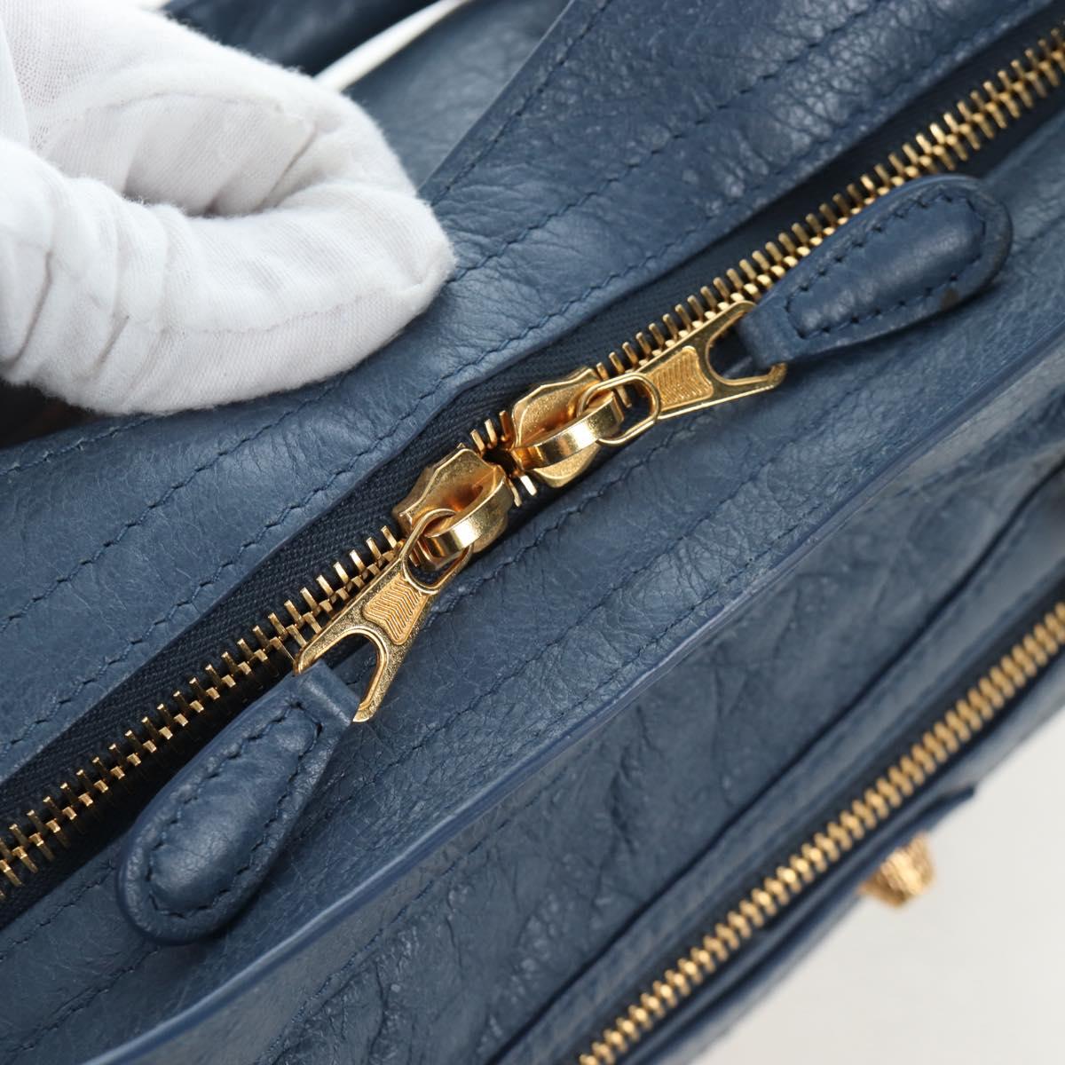 BALENCIAGA The Giant Town Hand Bag Leather 2way Blue Gold 285434 Auth yk20947M