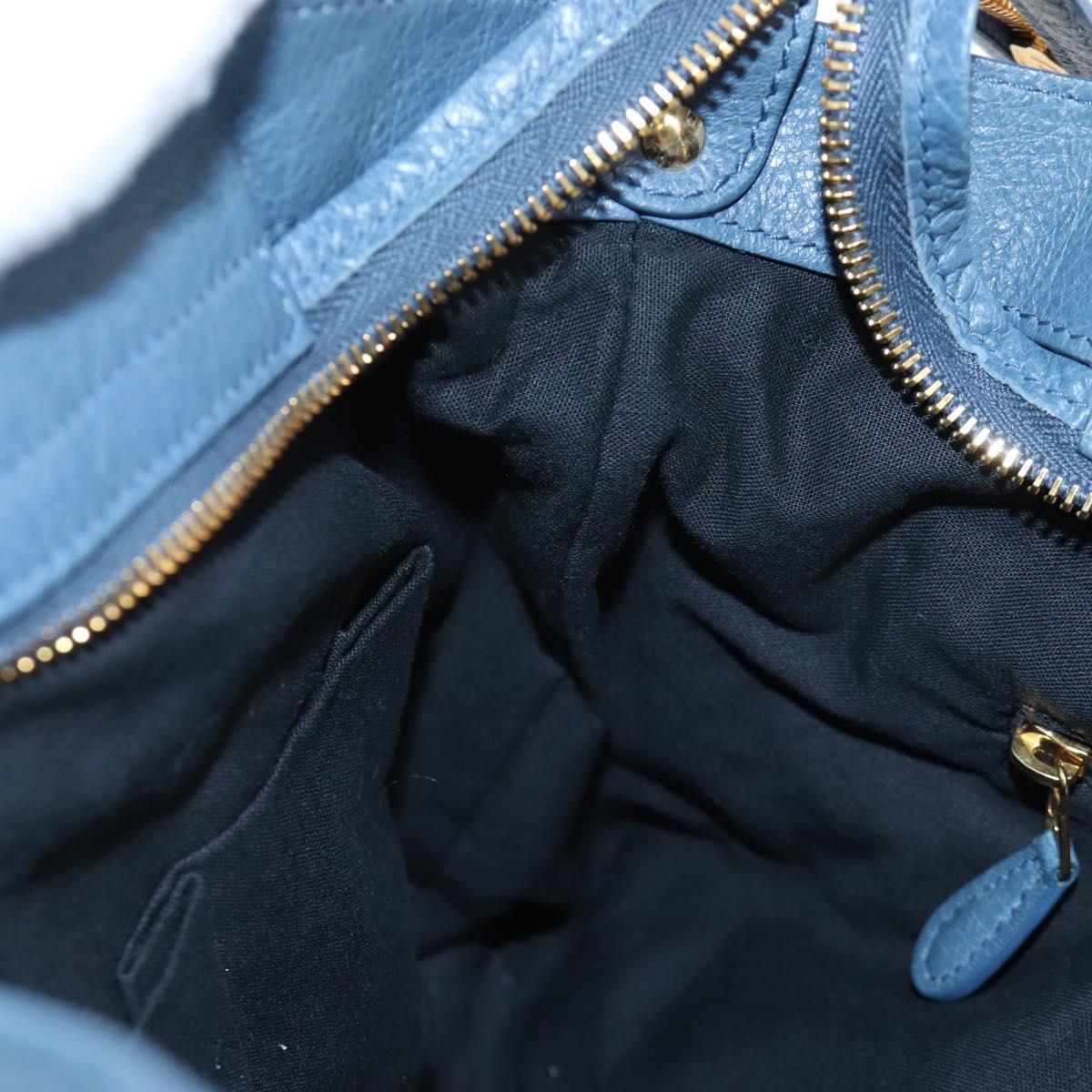 BALENCIAGA The Giant Town Hand Bag Leather 2way Blue Gold 285434 Auth yk20947M