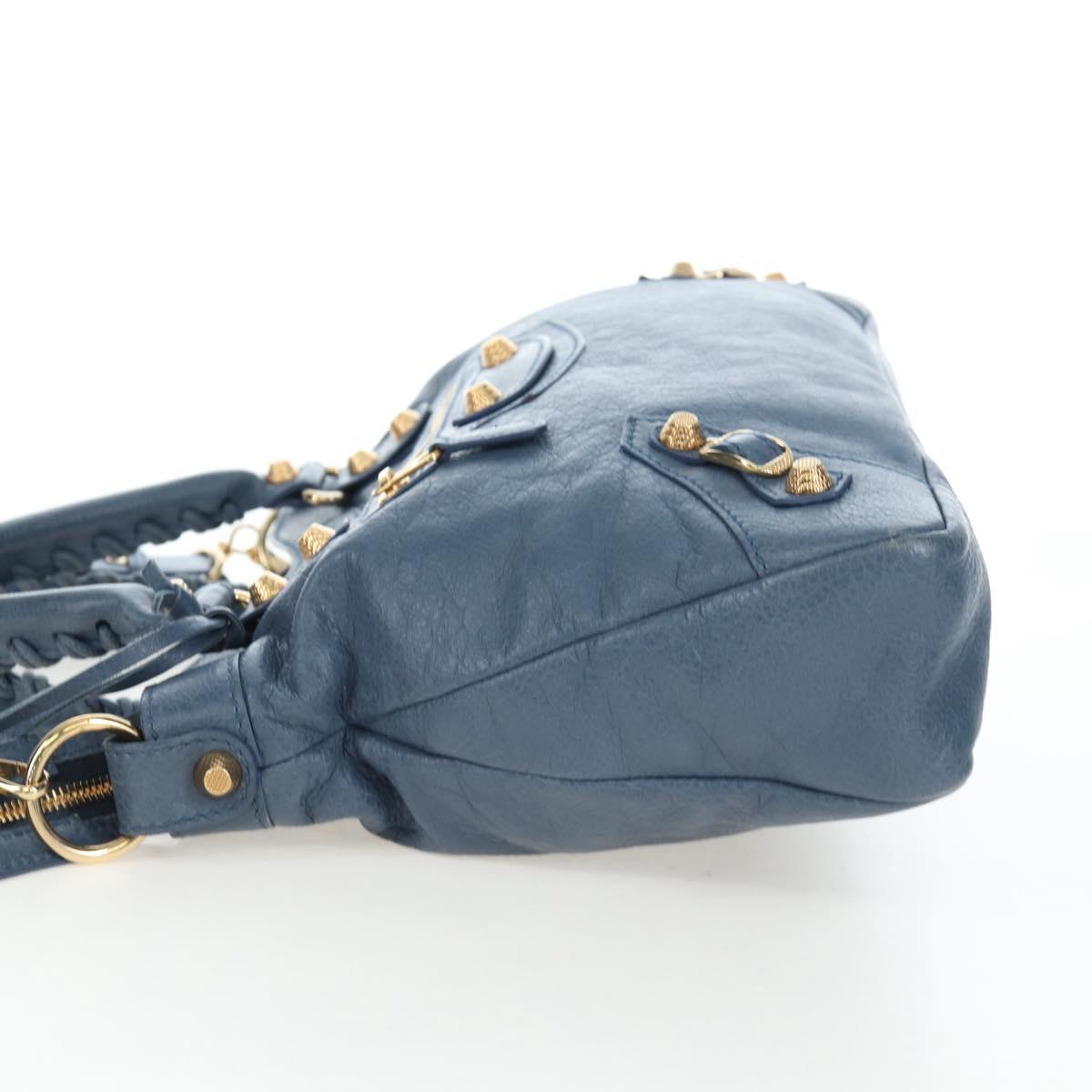 BALENCIAGA The Giant Town Hand Bag Leather 2way Blue Gold 285434 Auth yk20947M