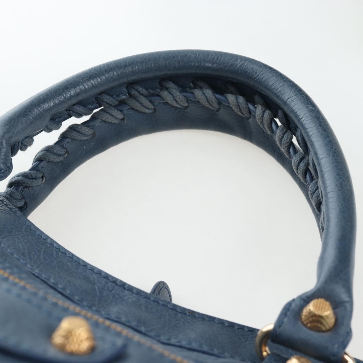 BALENCIAGA The Giant Town Hand Bag Leather 2way Blue Gold 285434 Auth yk20947M