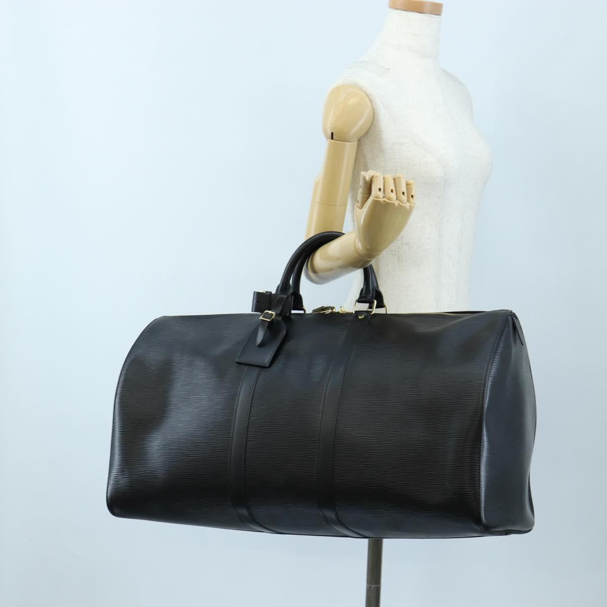 LOUIS VUITTON Epi Keepall 55 Boston Bag Noir M42952 LV Auth yk20950SAV