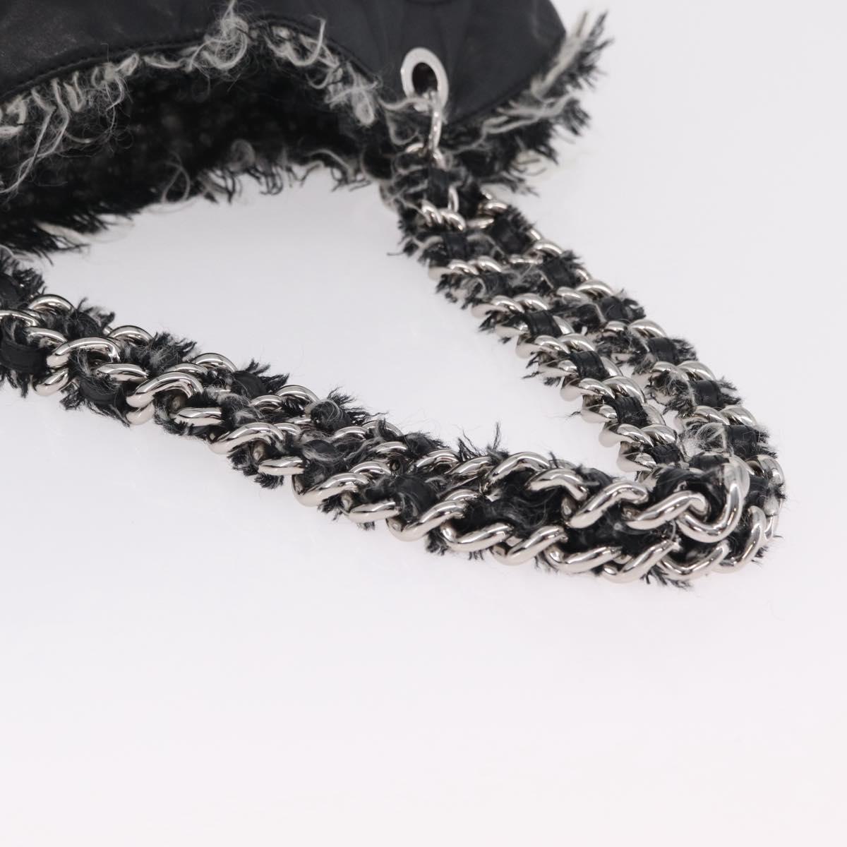 CHANEL COCO Mark Chain Tote Bag Leather Black Silver CC Auth yk20951SAV