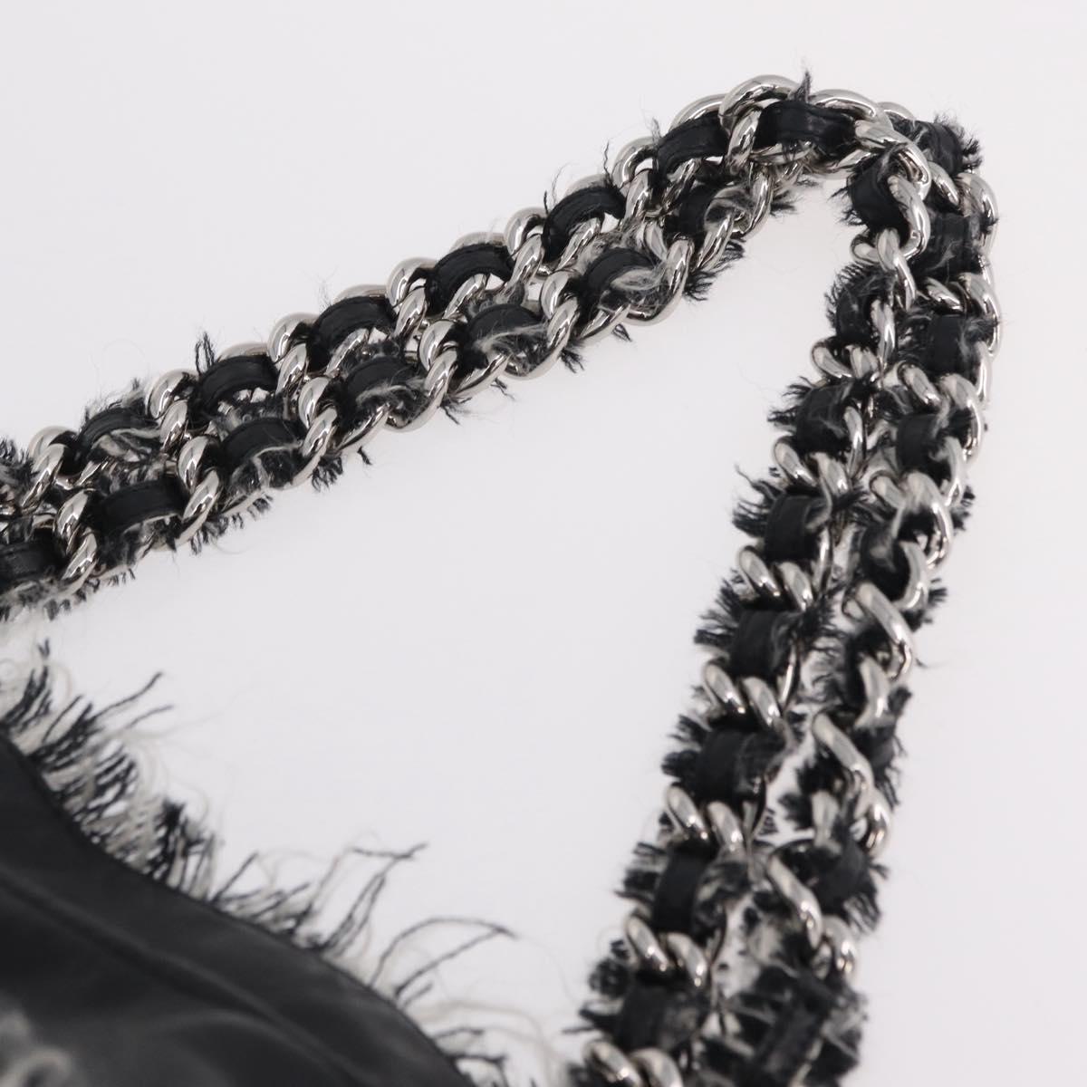 CHANEL COCO Mark Chain Tote Bag Leather Black Silver CC Auth yk20951SAV