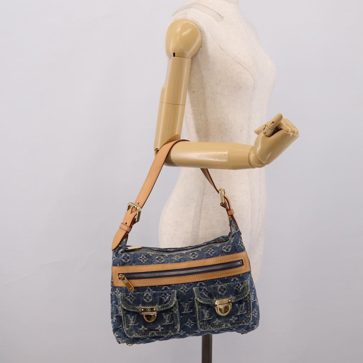 LOUIS VUITTON Monogram Denim Buggy PM Shoulder Bag Blue M95049 LV Auth yk20952V