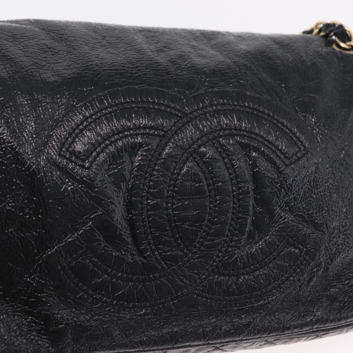 CHANEL COCO Mark Chain Shoulder Bag Patent Black Gold Tone CC Auth yk20956V