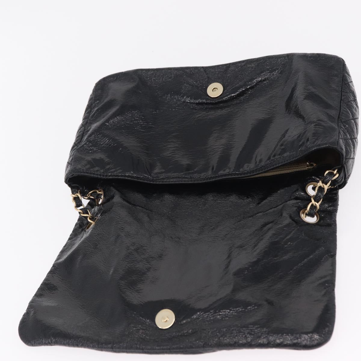 CHANEL COCO Mark Chain Shoulder Bag Patent Black Gold Tone CC Auth yk20956V