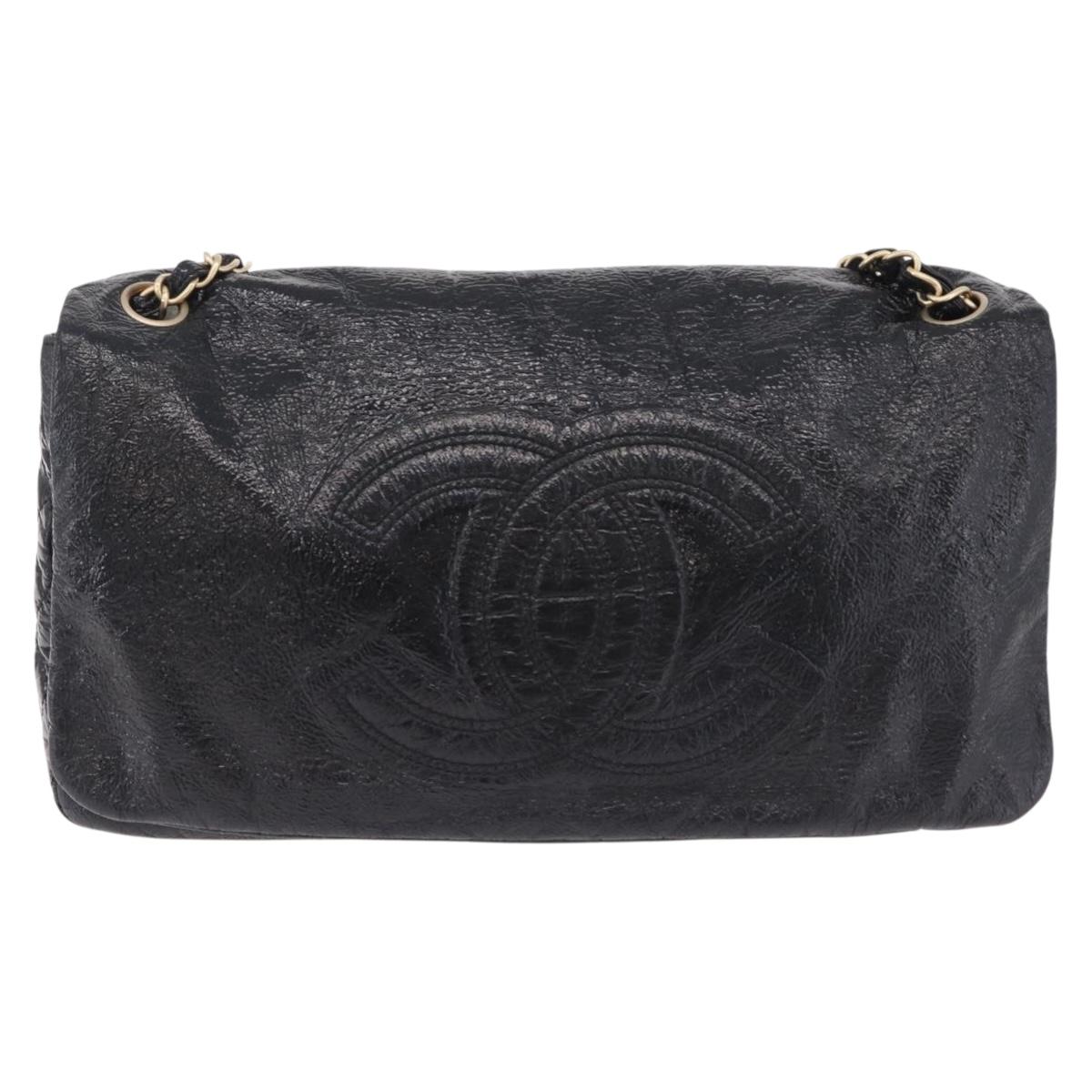 CHANEL COCO Mark Chain Shoulder Bag Patent Black Gold Tone CC Auth yk20956V
