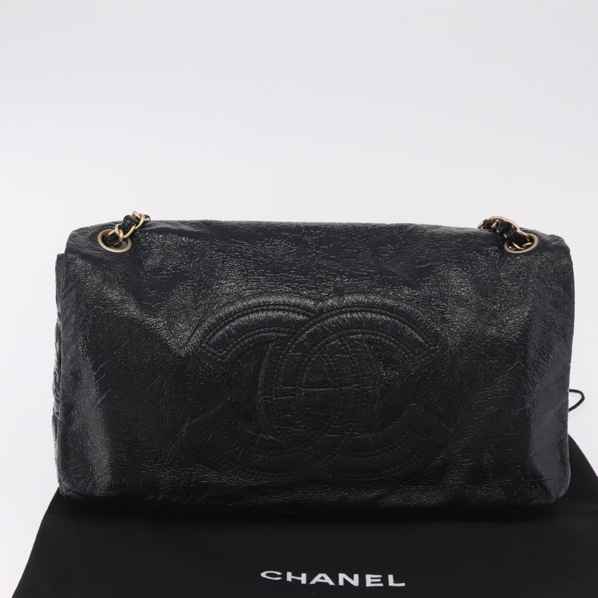 CHANEL COCO Mark Chain Shoulder Bag Patent Black Gold Tone CC Auth yk20956V