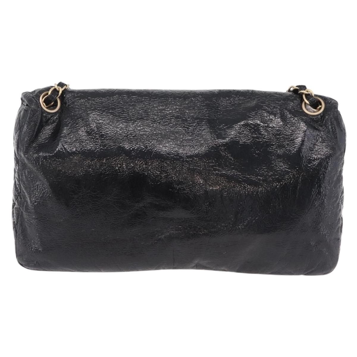 CHANEL COCO Mark Chain Shoulder Bag Patent Black Gold Tone CC Auth yk20956V