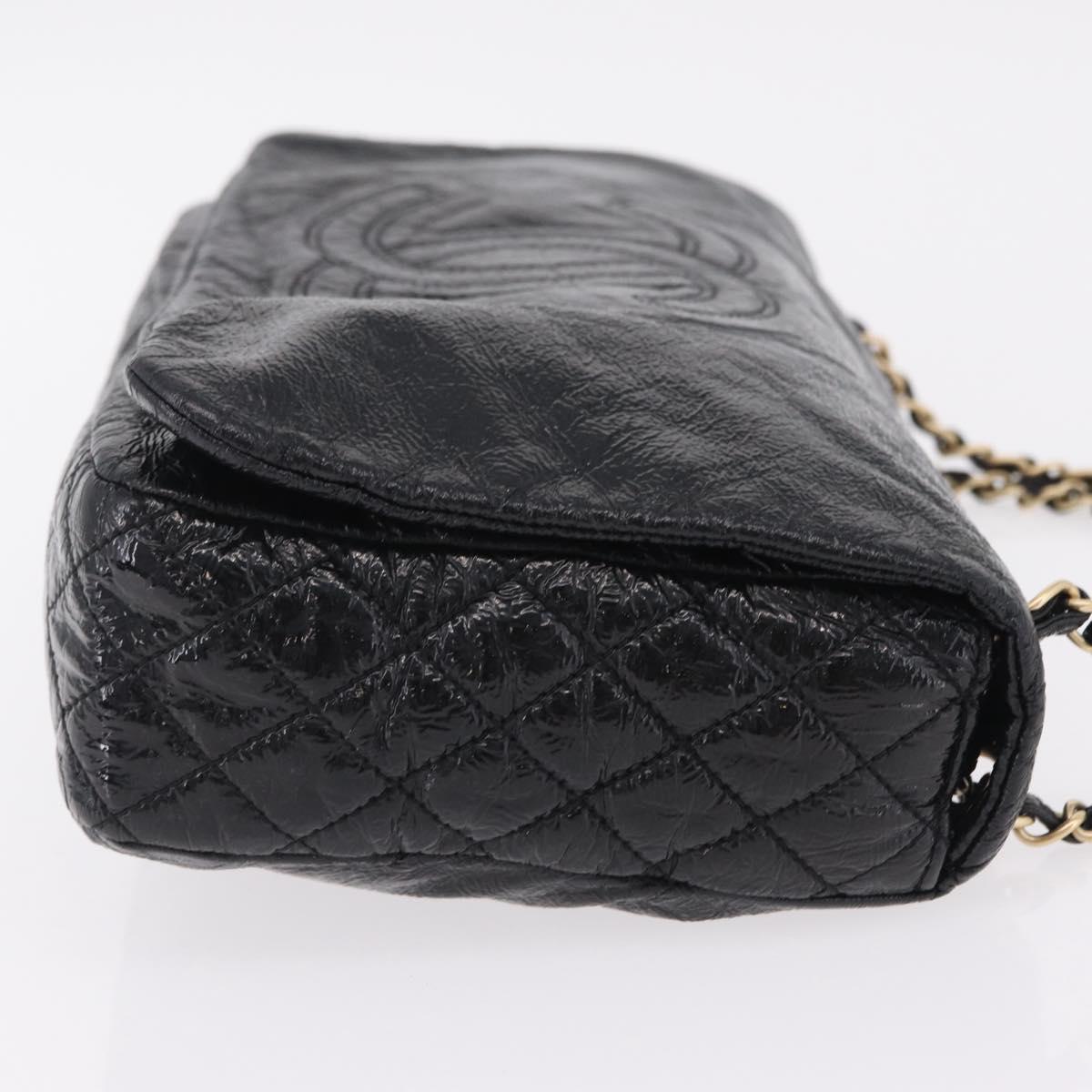 CHANEL COCO Mark Chain Shoulder Bag Patent Black Gold Tone CC Auth yk20956V