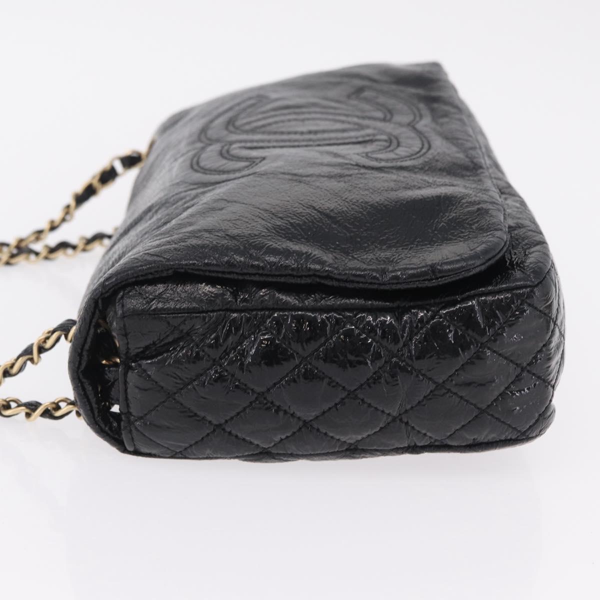 CHANEL COCO Mark Chain Shoulder Bag Patent Black Gold Tone CC Auth yk20956V