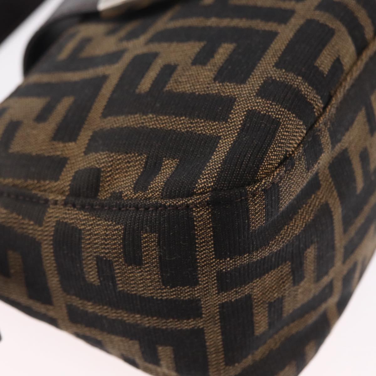 FENDI Zucca Canvas Shoulder Bag Brown Silver Auth yk20957SAV