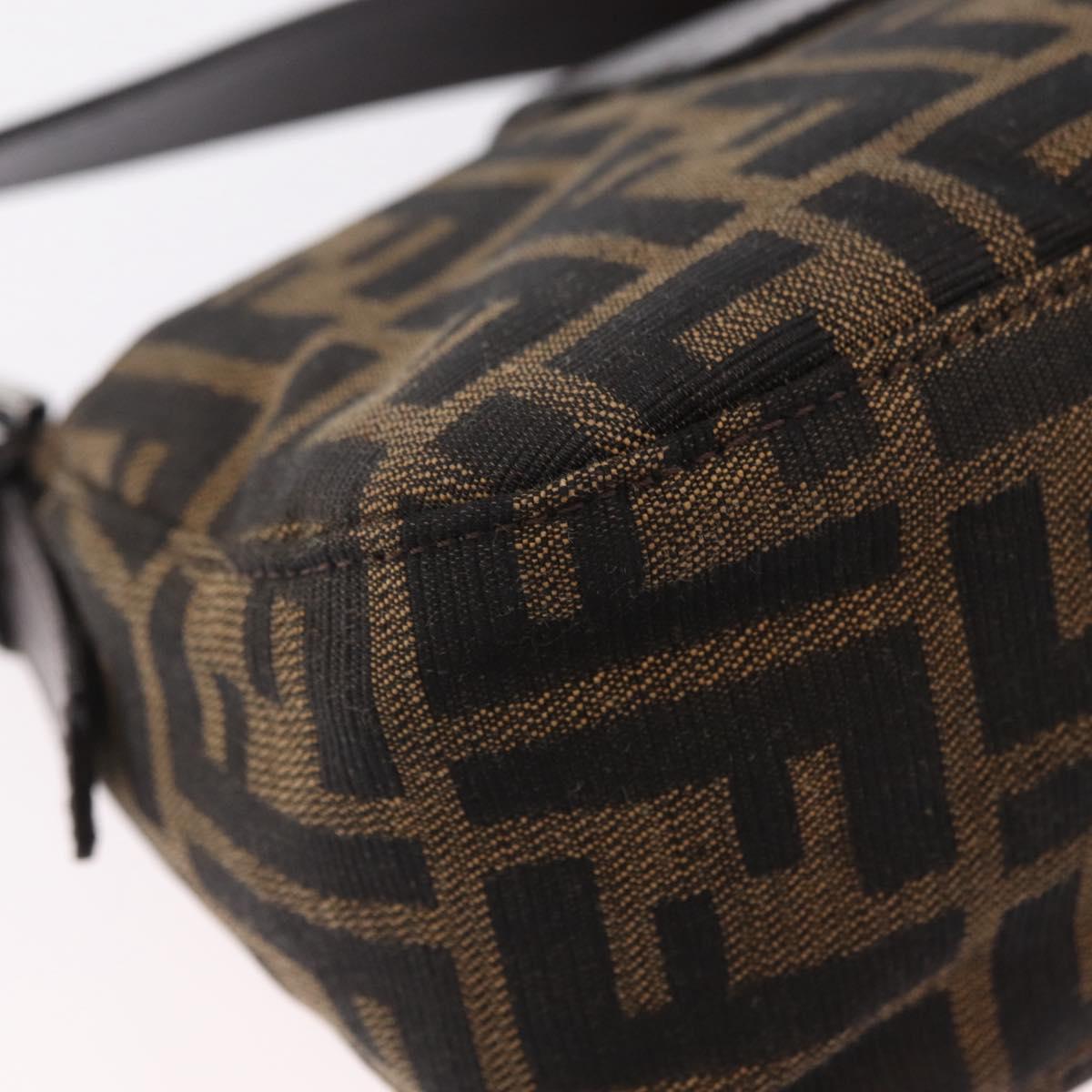 FENDI Zucca Canvas Shoulder Bag Brown Silver Auth yk20957SAV