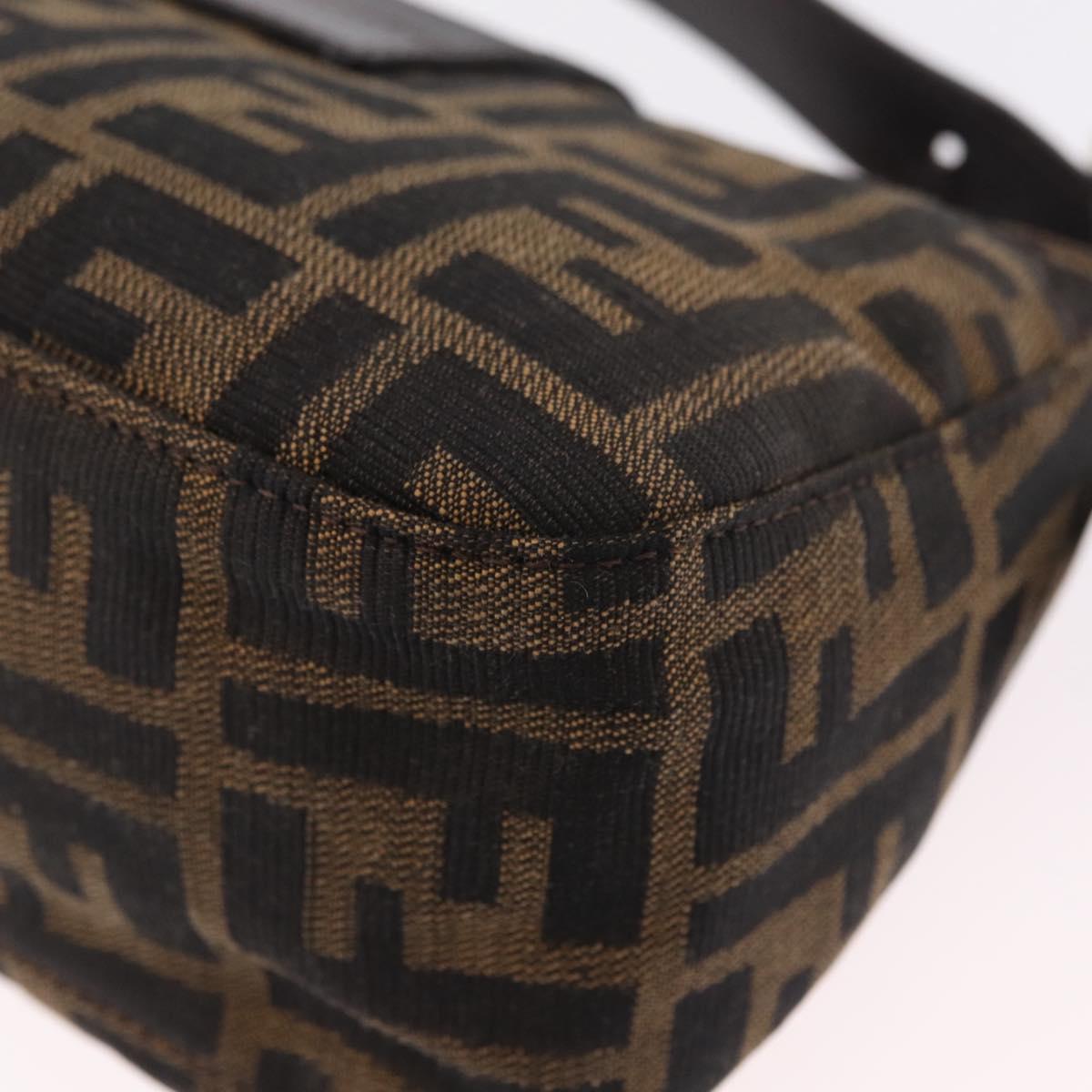 FENDI Zucca Canvas Shoulder Bag Brown Silver Auth yk20957SAV