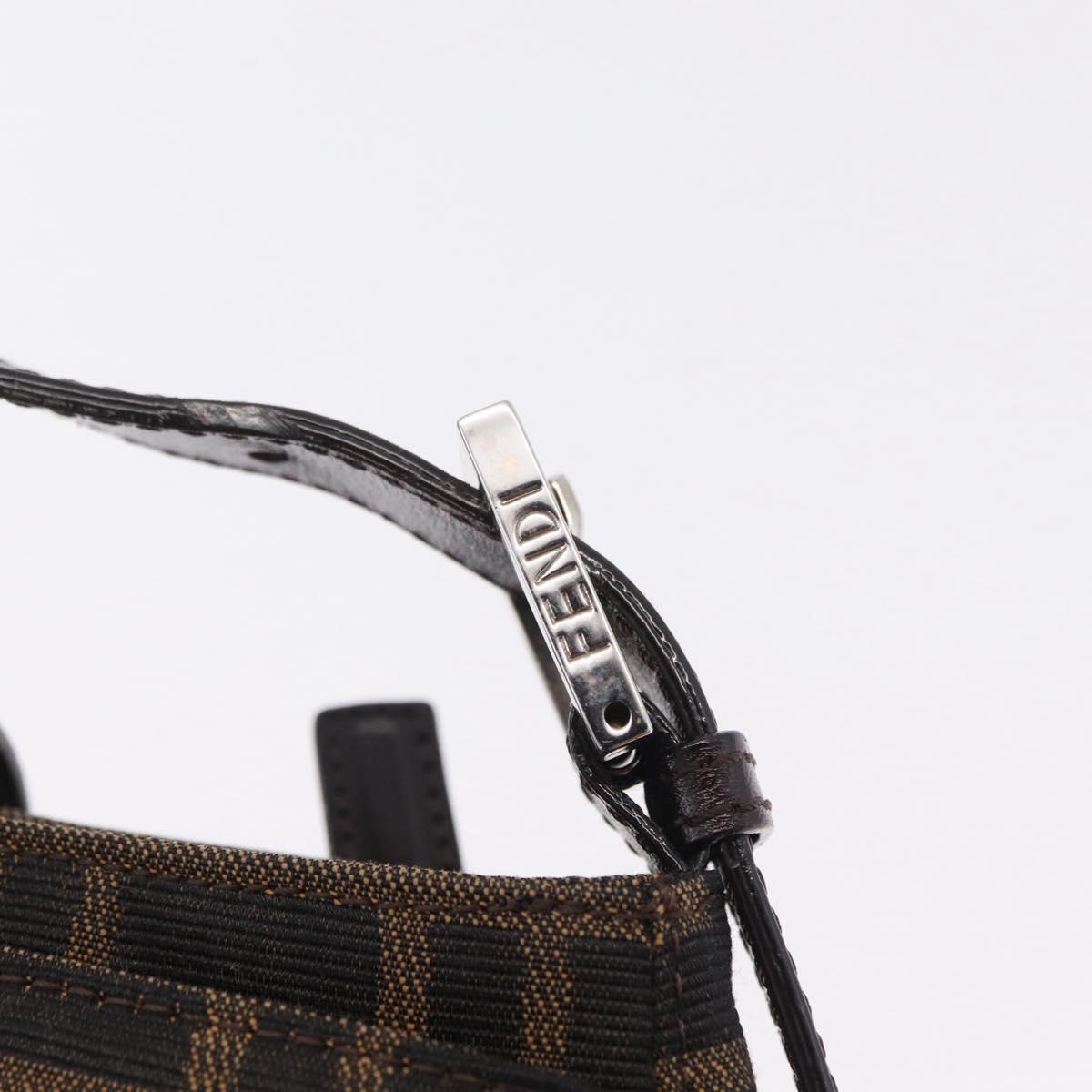 FENDI Zucca Canvas Shoulder Bag Brown Silver Auth yk20957SAV