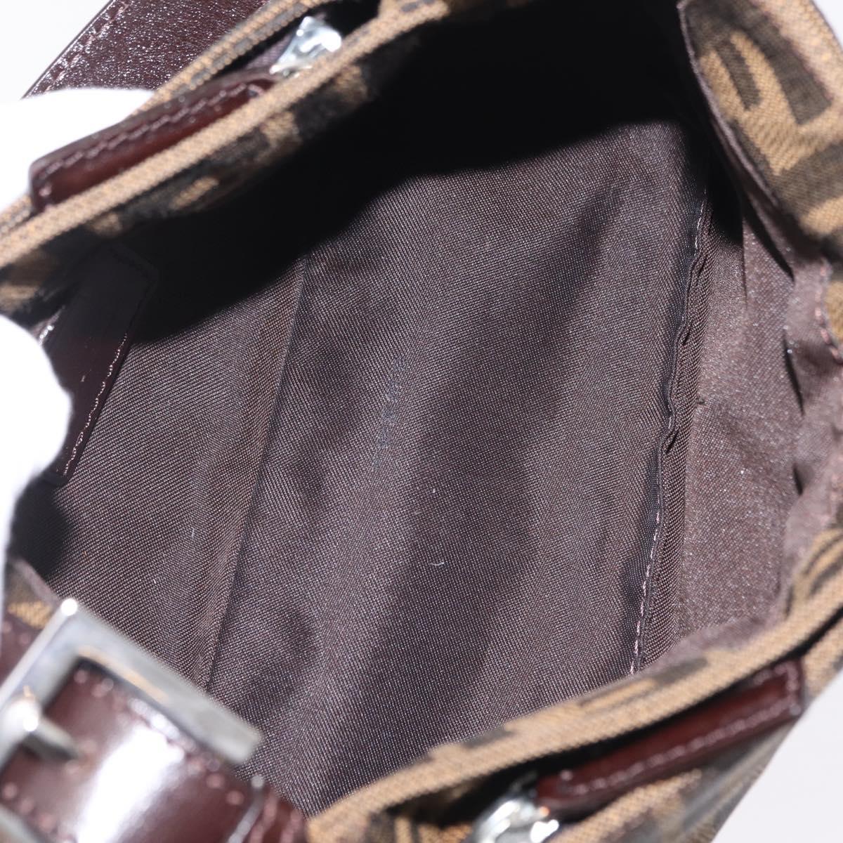 FENDI Zucca Canvas Shoulder Bag Brown Silver Auth yk20957SAV