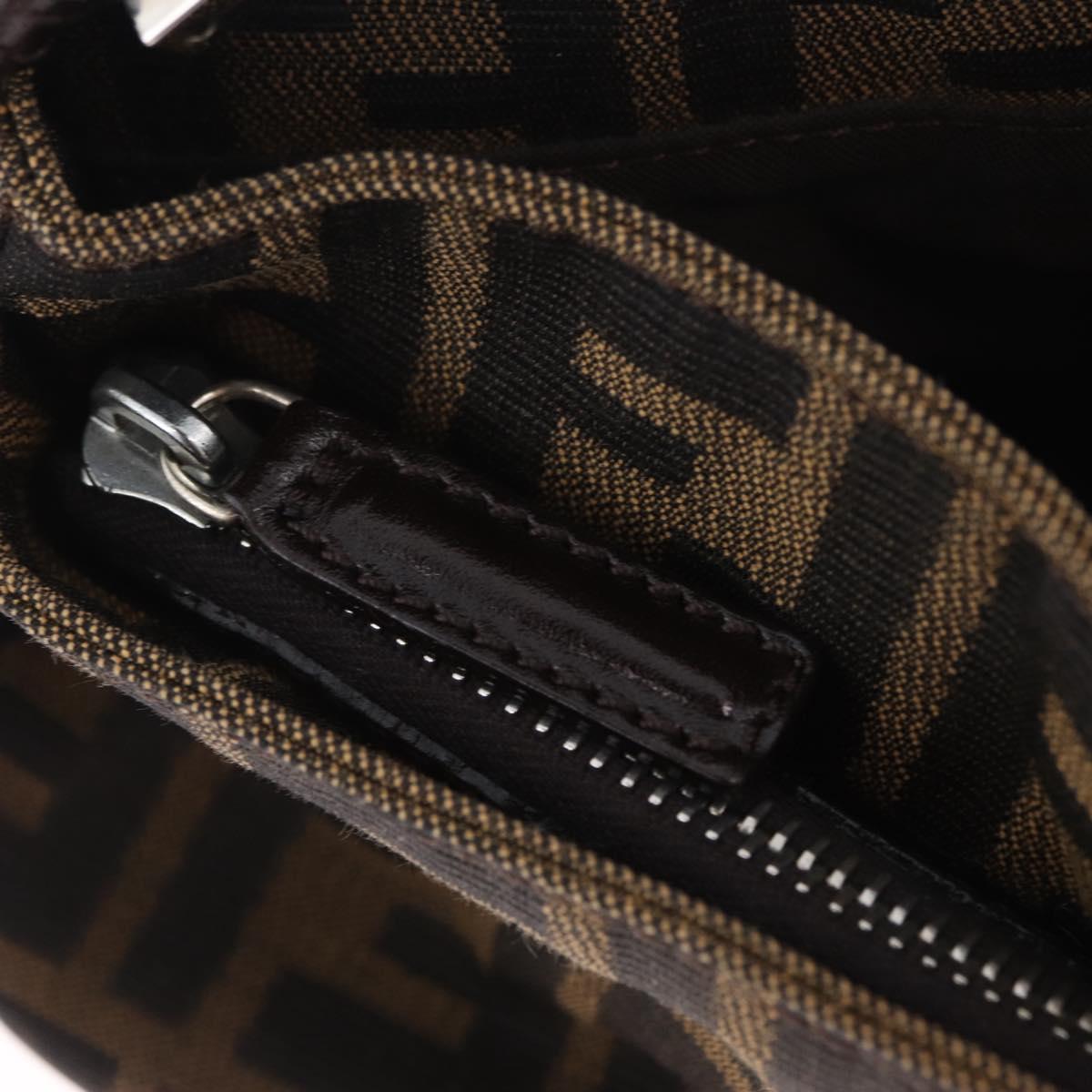 FENDI Zucca Canvas Shoulder Bag Brown Silver Auth yk20957SAV