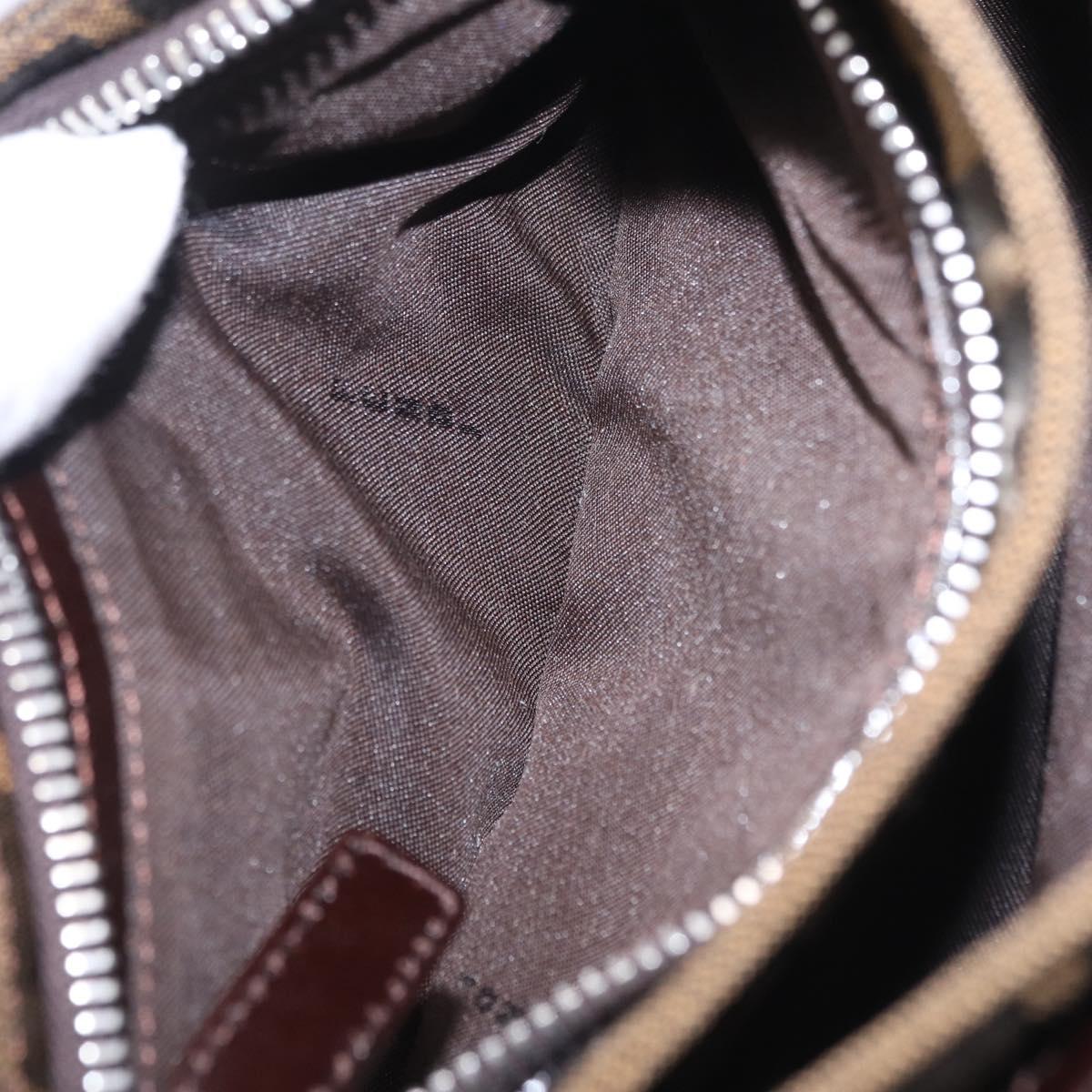 FENDI Zucca Canvas Shoulder Bag Brown Silver Auth yk20957SAV