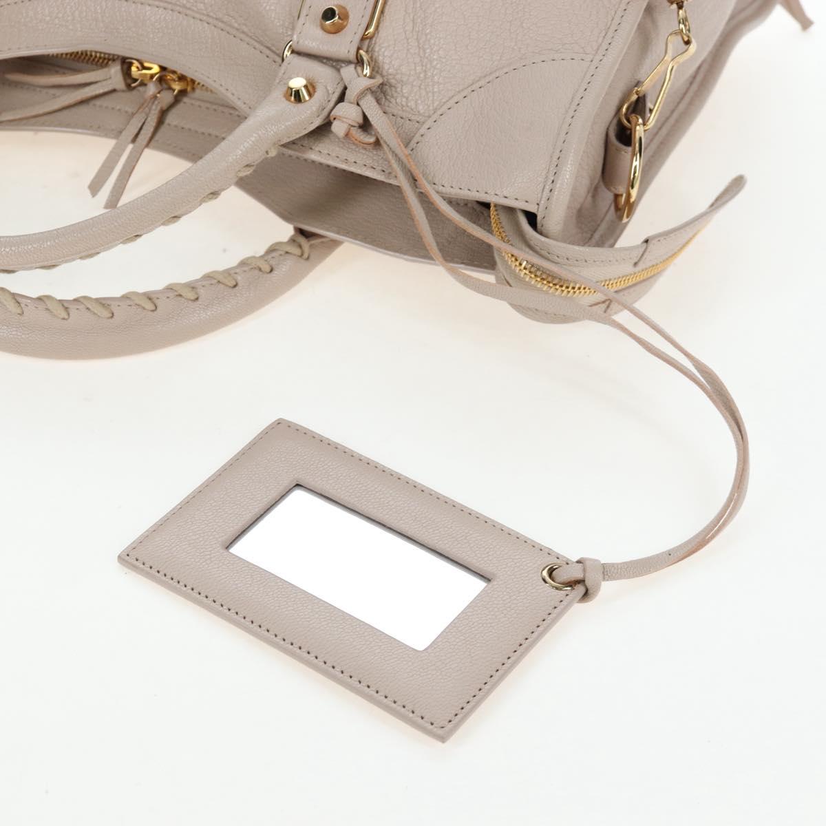 BALENCIAGA Metallic Edge City Hand Bag Leather 2way Beige 390154 Auth yk20959SAM