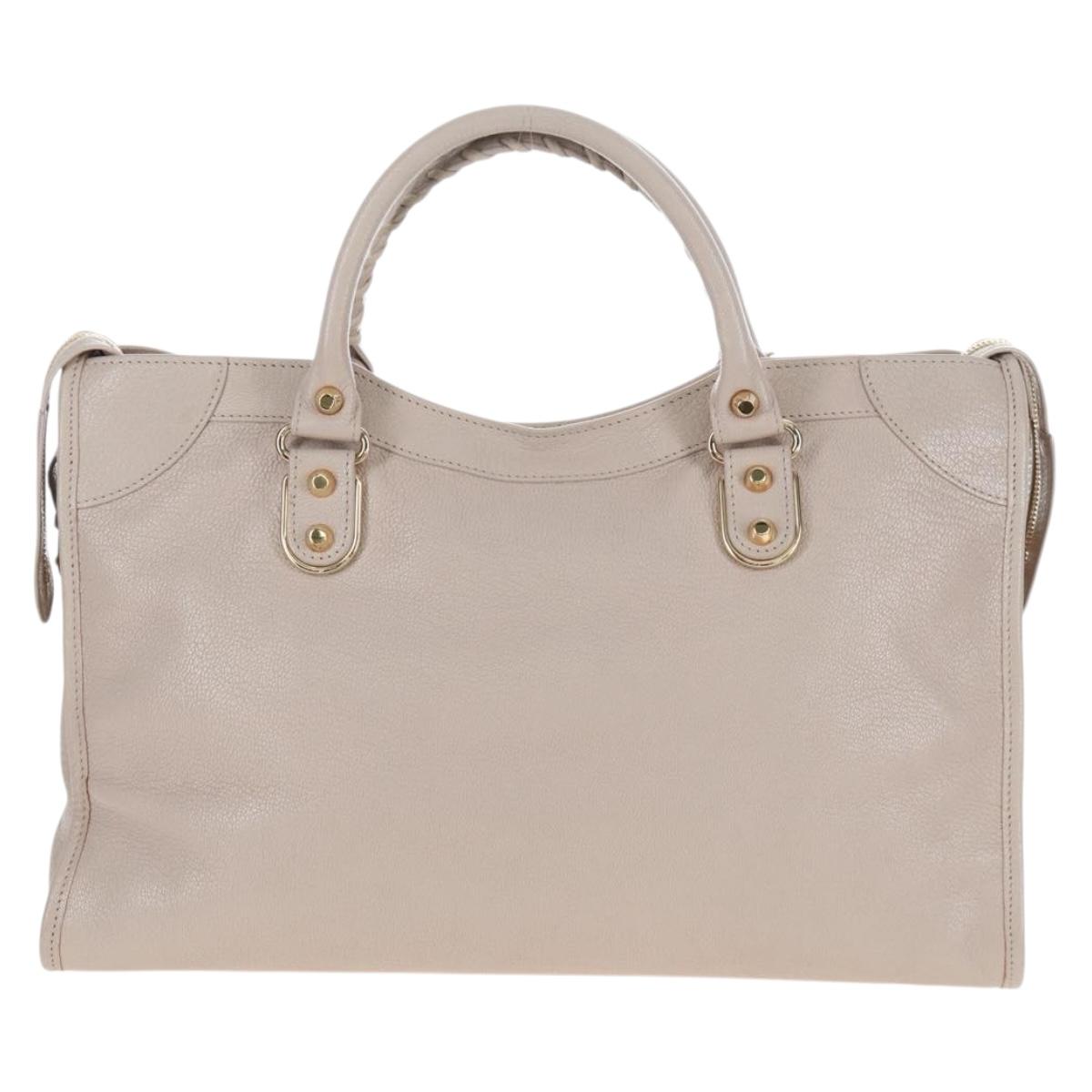 BALENCIAGA Metallic Edge City Hand Bag Leather 2way Beige 390154 Auth yk20959SAM
