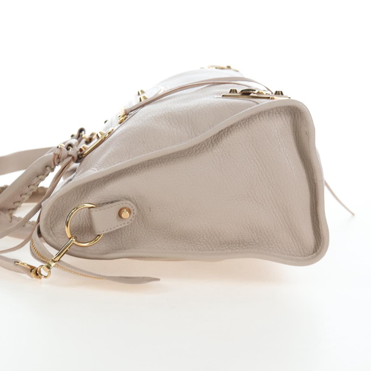 BALENCIAGA Metallic Edge City Hand Bag Leather 2way Beige 390154 Auth yk20959SAM