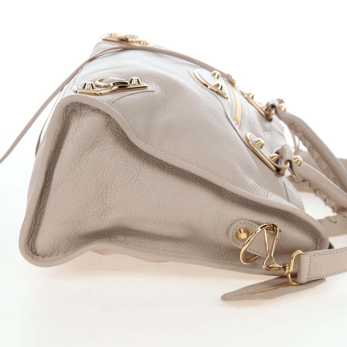 BALENCIAGA Metallic Edge City Hand Bag Leather 2way Beige 390154 Auth yk20959SAM
