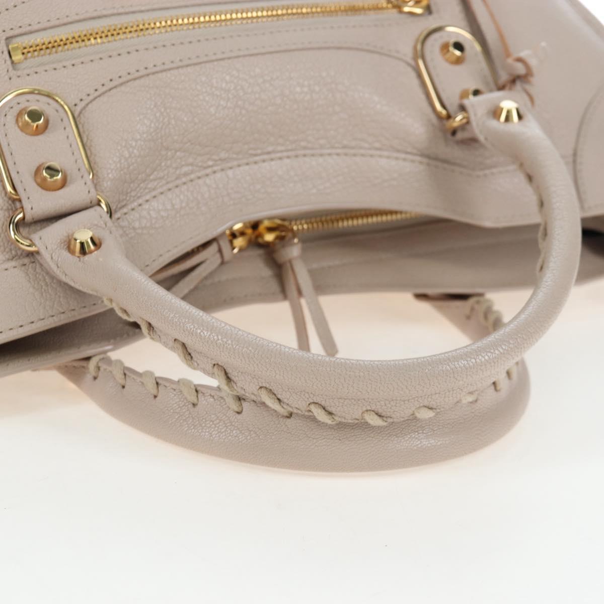 BALENCIAGA Metallic Edge City Hand Bag Leather 2way Beige 390154 Auth yk20959SAM