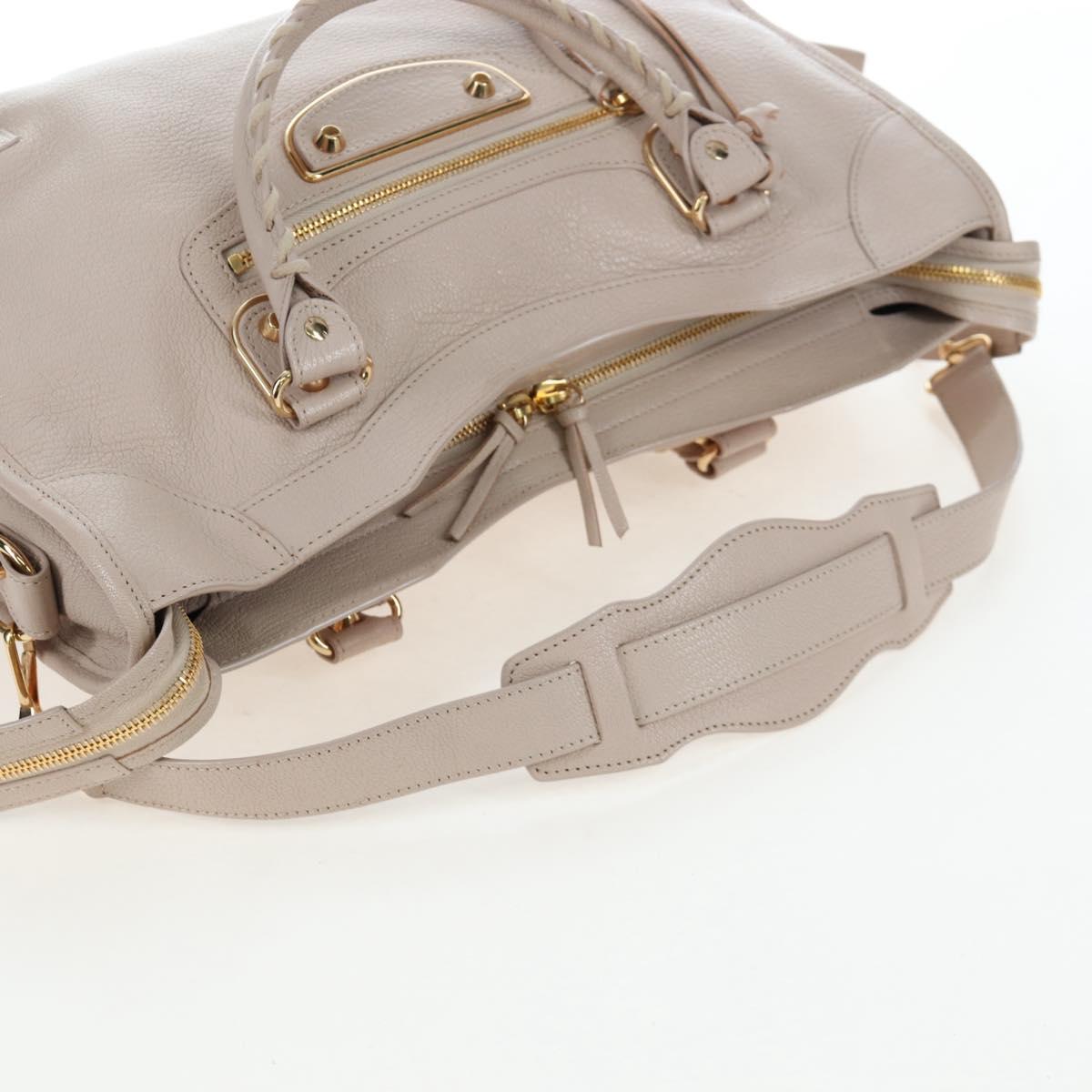 BALENCIAGA Metallic Edge City Hand Bag Leather 2way Beige 390154 Auth yk20959SAM