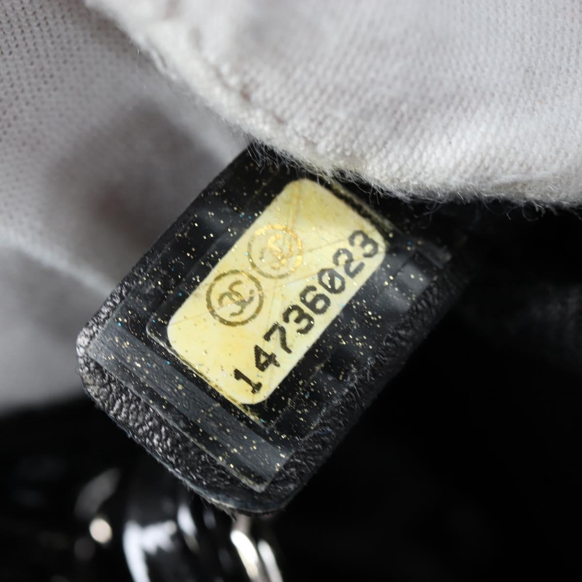 CHANEL Matelasse Mademoiselle Bowling Bag Patent Black Silver CC Auth yk20960V