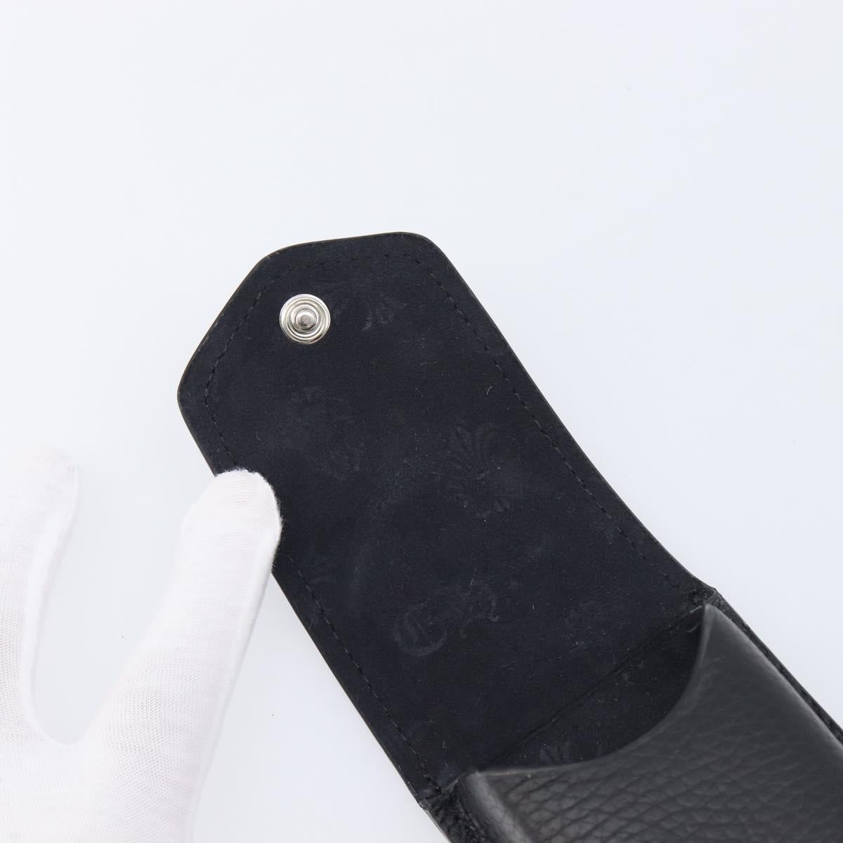 Chrome Hearts Glasses Case Leather Black Silver Auth yk20961M