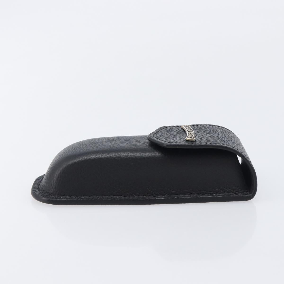 Chrome Hearts Glasses Case Leather Black Silver Auth yk20961M