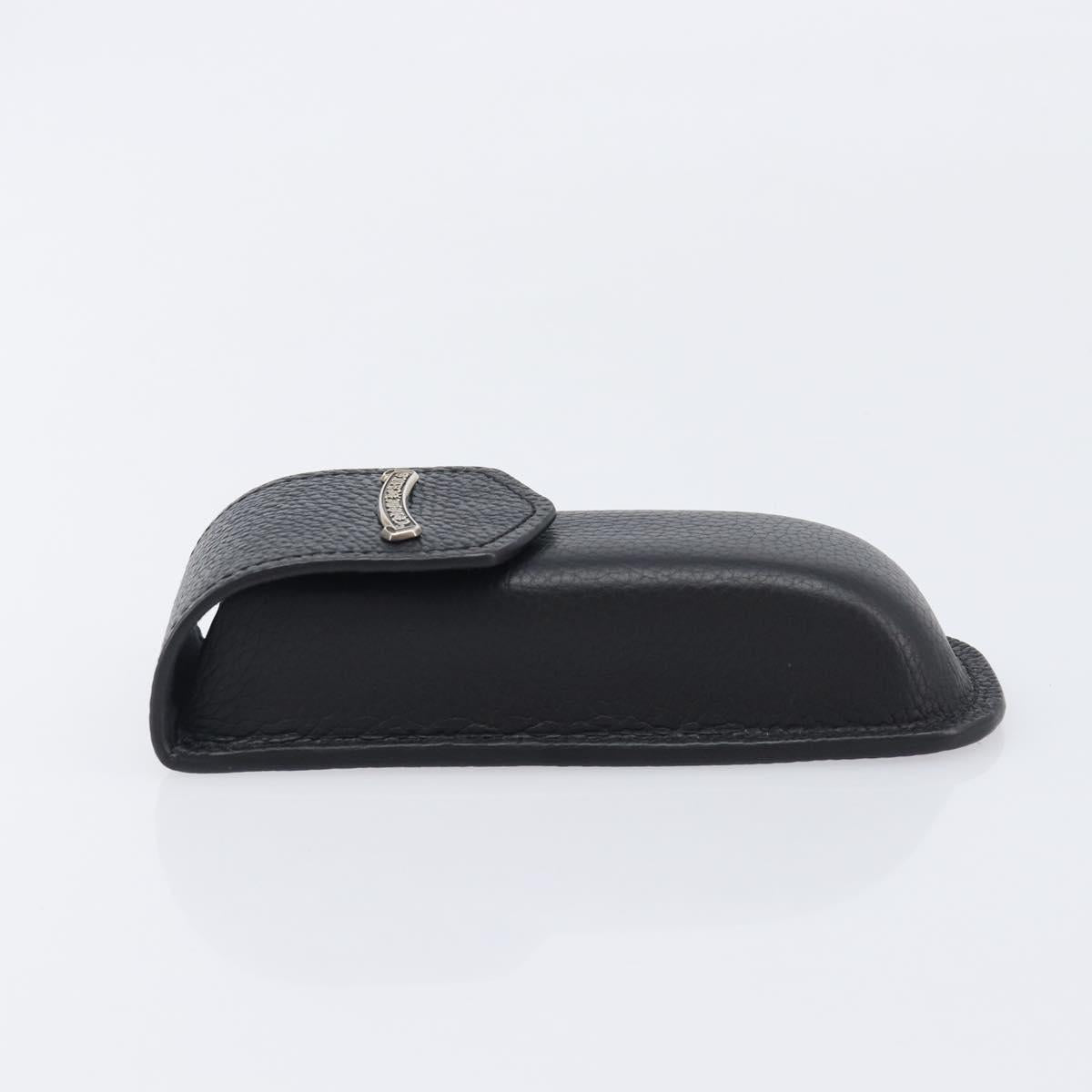 Chrome Hearts Glasses Case Leather Black Silver Auth yk20961M