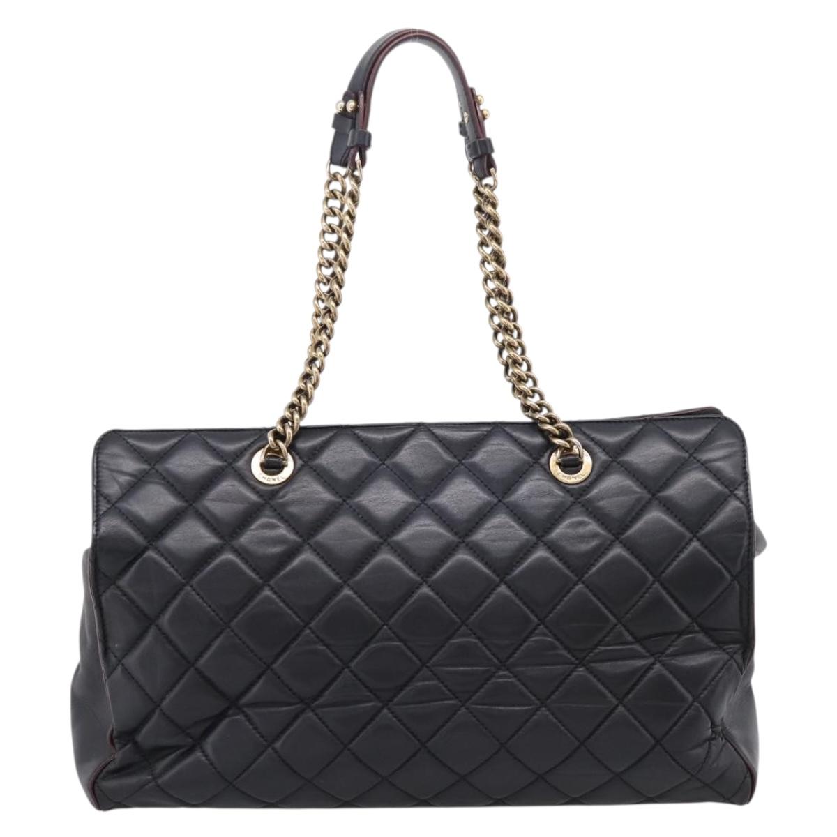 CHANEL Matelasse Chain Shoulder Bag Leather Black Gold CC Auth yk20969V