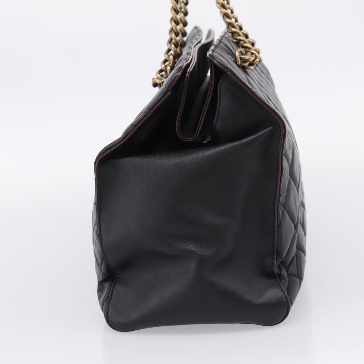 CHANEL Matelasse Chain Shoulder Bag Leather Black Gold CC Auth yk20969V