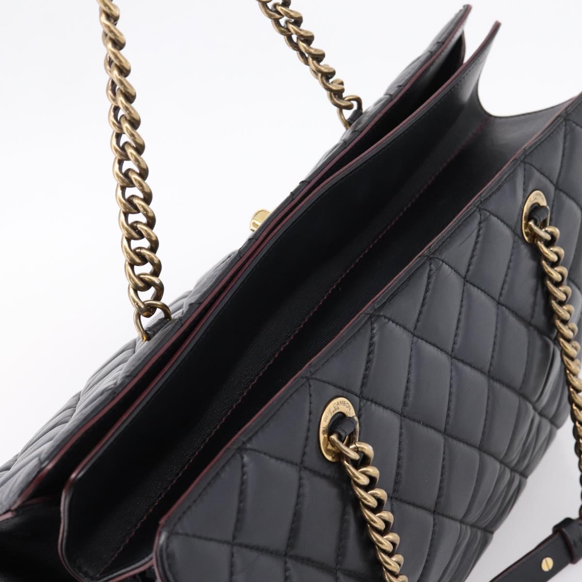 CHANEL Matelasse Chain Shoulder Bag Leather Black Gold CC Auth yk20969V