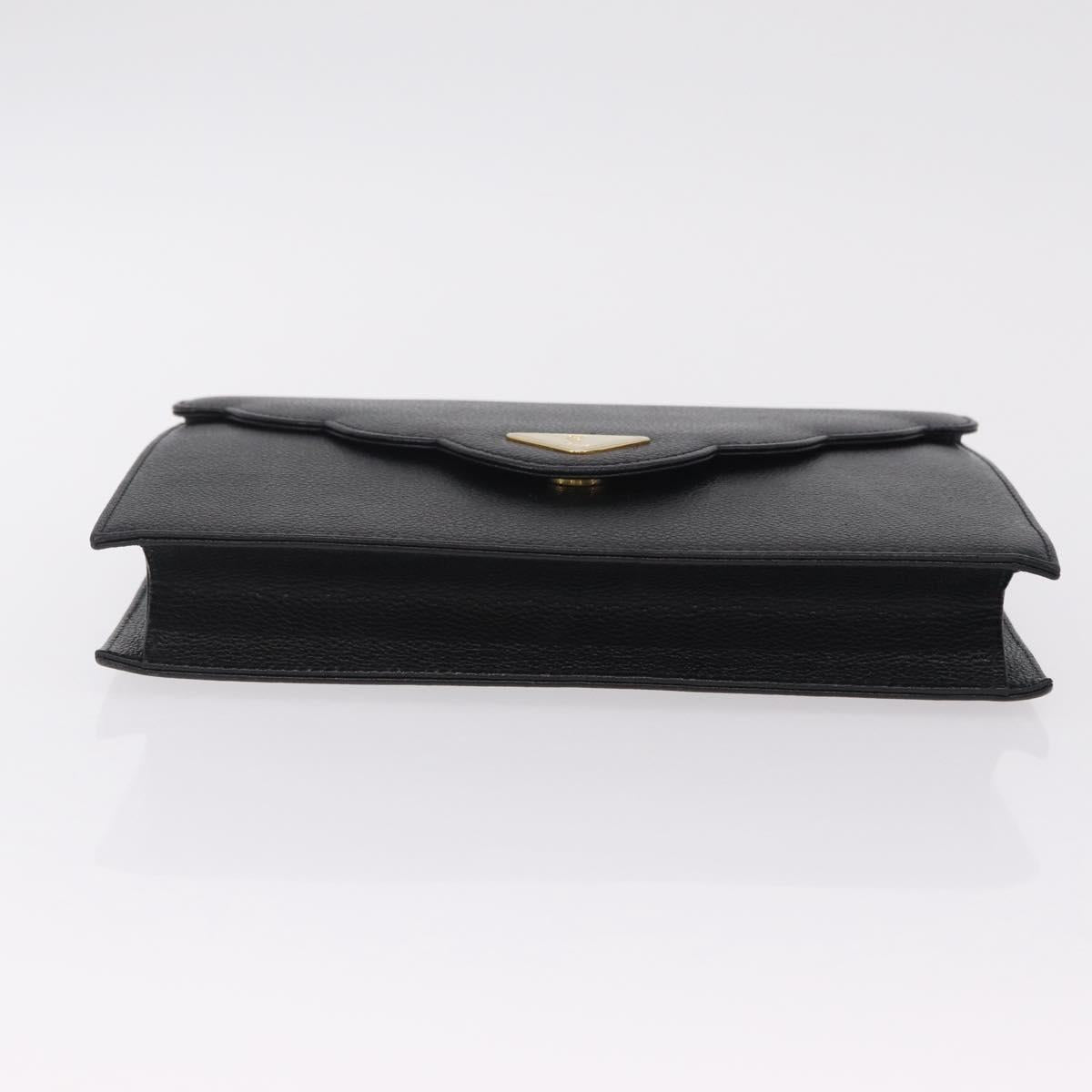 Saint Laurent Clutch Bag Leather Black Gold Auth yk20971V