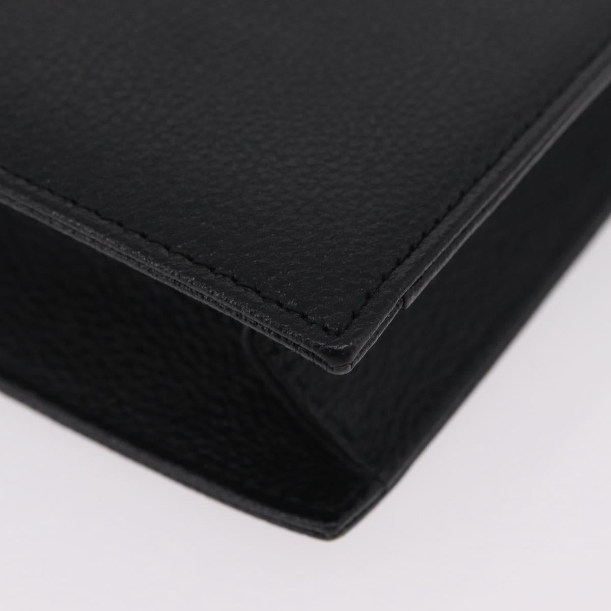 Saint Laurent Clutch Bag Leather Black Gold Auth yk20971V