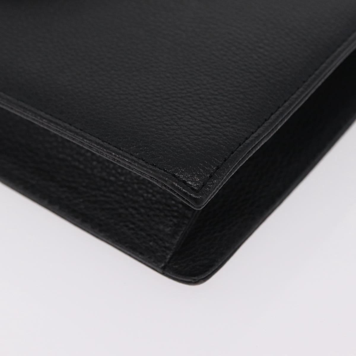 Saint Laurent Clutch Bag Leather Black Gold Auth yk20971V